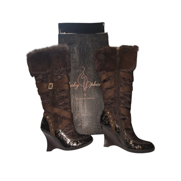 Baby Phat Shoes - NEW VINTAGE Y2K Women's KIMONA SIMMONS BABY PHAT "ASPEN" BROWN BOOTS SIZE 7.5